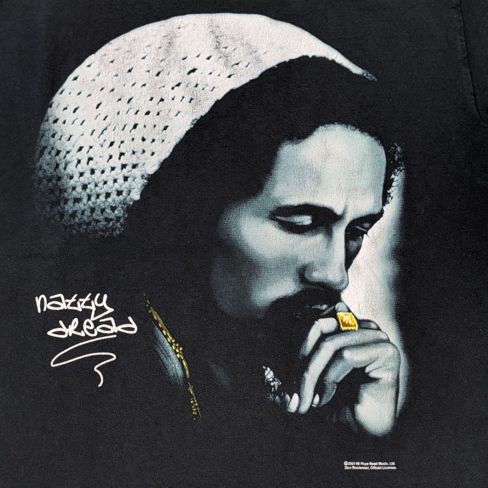 Vintage 2004 Zion Rootswear Bob Marley Natty Dread T-Shirt Black Small